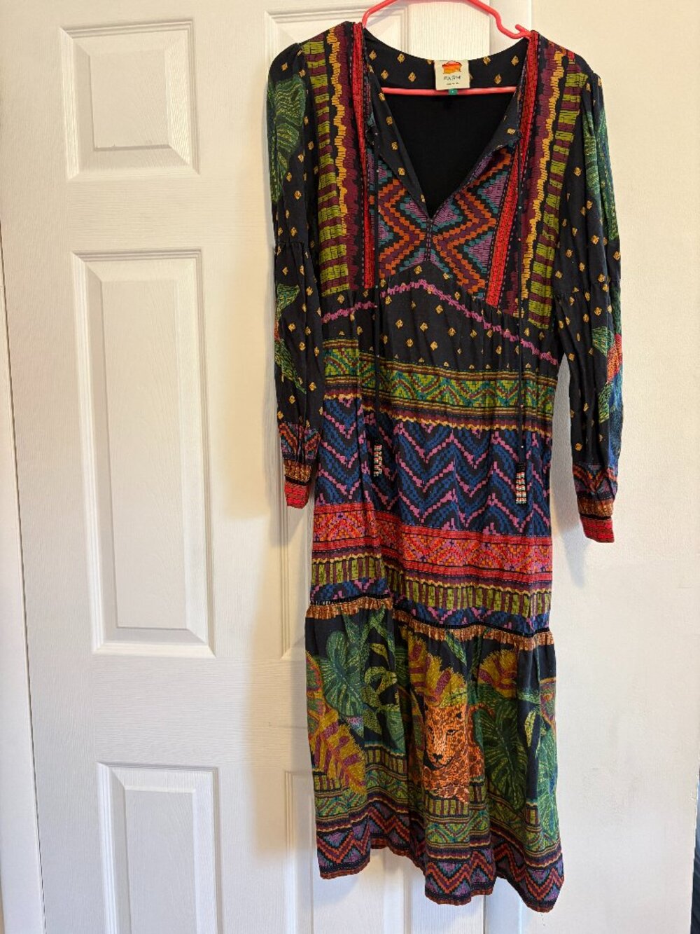 Farm Rio Midi Dress with Long Sleeves